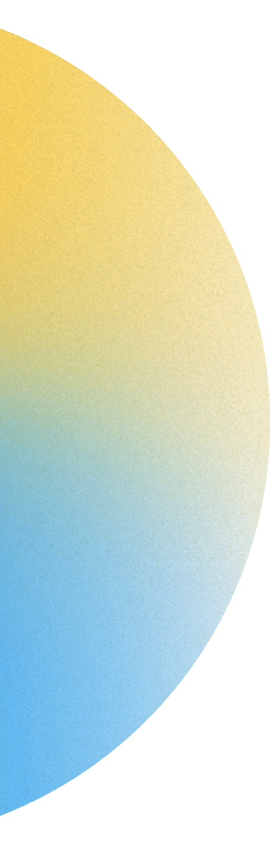 Decorative orange and blue semi-circle graphic