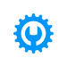 A gear with a circular outline, representing tools or system control.