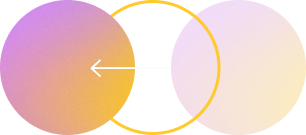 White left-turn arrow icon on a purple-to-yellow gradient background with circular shapes