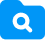 Magnifying glass search icon on a blue circle