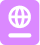 Globe on a stand icon on a purple circle