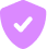 Shield with a checkmark icon on a purple background