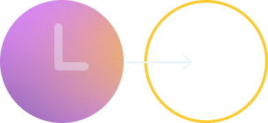 Illustration showing a clock icon inside a colored circle on the left, with an arrow pointing to an empty outlined circle on the right, representing time passing and a domain moving from expiration toward availability.