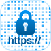 Blue padlock icon above the text “https://,” representing a secure HTTPS connection and encrypted website data.